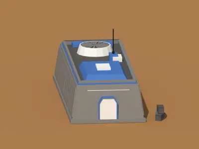 Low Poly Scifi Hangar 1 Low-poly 3D model