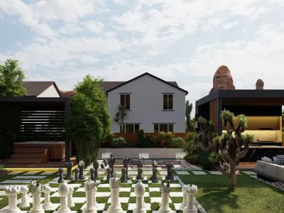 3D Exterior Scene 3D model design garden and landscape 3D model 18