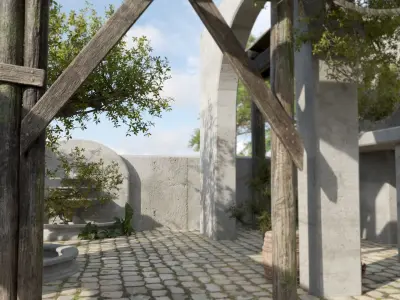Stone Courtyard Environment 3D model
