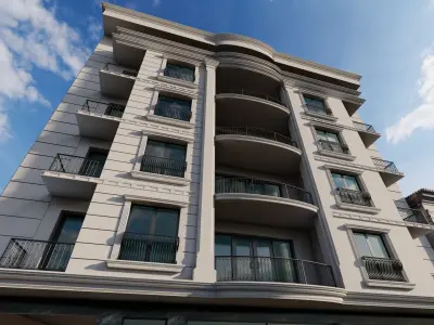Appartment Building Facade Revit detailed model and FBX file 3D model