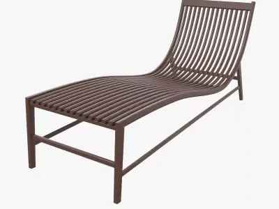 Sunbed dark wood 3D model