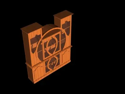Cabinet wooden door with clock Low-poly 3D model