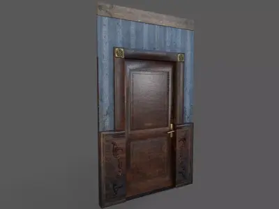 Old Wood Door Paper Low-poly 3D model