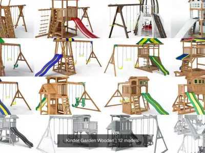 Kinder Garden Wooden 3D Model Pack