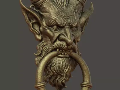 Krampus Door Knocker STL  High Detail 3D Model for Home Decor 3D print model