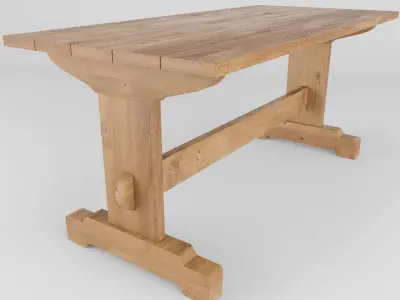 Wooden table for garden 3D model