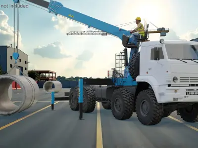  Truck Crane with Concrete Pipe and Operator 