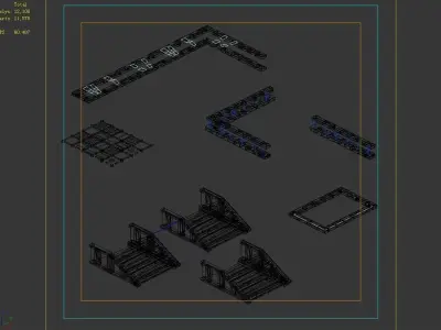 Game City Building - Staircase - Fence 2703 3D model