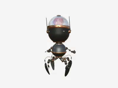Brain Robot G01 Black Copper - SciFi Character Design Low-poly 3D model