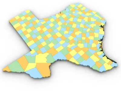 Texas Political Map 3D model