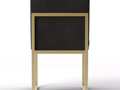 Sculptural Minimalist Haute Dining Chair - Carbon Matte Black Low-poly 3D model