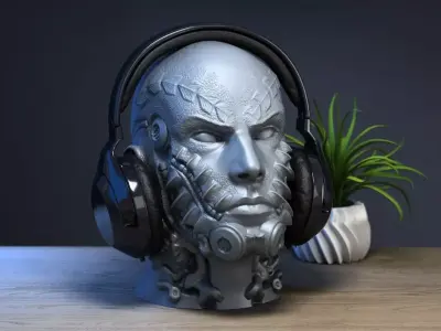 human robot dragon Headphone Stand 3D print model