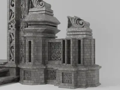 Javanese and Balinese art carved gates Low-poly 3D model