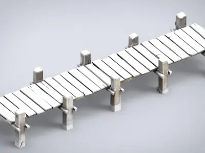 WOODEN PIER WINTER Low-poly 3D model