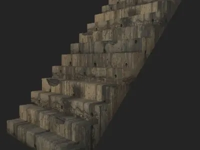Concrete Stairs Dirty Low-poly 3D model
