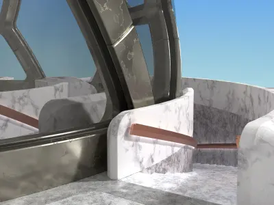 small hexagon dome with an underground entrance 3D model