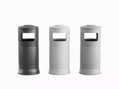 Street Trash Bin Set Low-poly 3D model