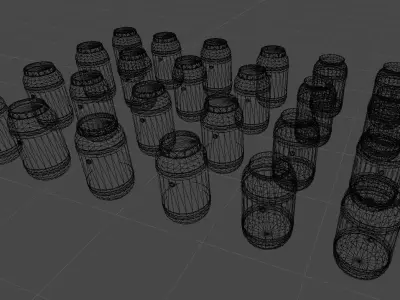 PBR Rainwater Barrels Low-poly 3D model