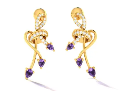 Women Earrings 3dm STL OBJ FBX Render Details 3D print model