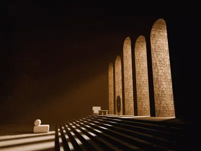 THE HALL OF SILENT ECHOES Low-poly 3D model