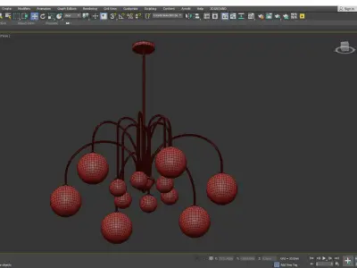 Modern Simplicity Round Chandelier Milk Glass Hanging  Low-poly 3D model