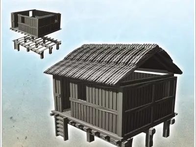 Tropical house on stilts with access ladder 11 - Pirate Jungle I 3D print model