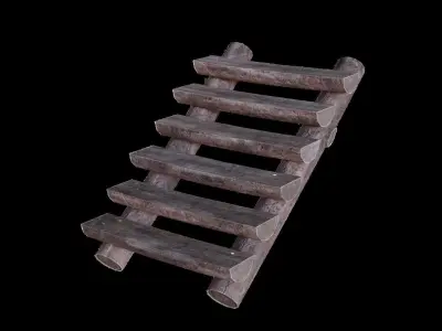 Simple Log Stairs - 3 Sizes Free low-poly 3D model