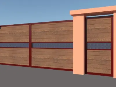 Wooden Planks Door with Iron Frame Free 3D model