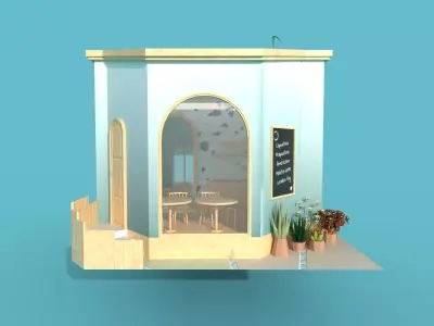 Cute Coffee Shop Diorama 3D model