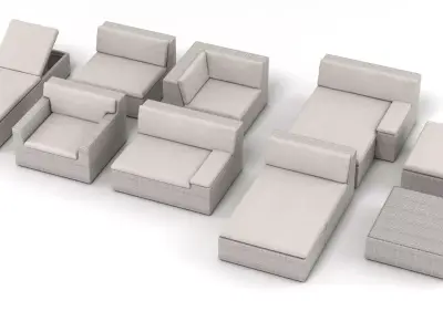 Dedon Lou Modular Rattan Garden Furniture Collection 3D model
