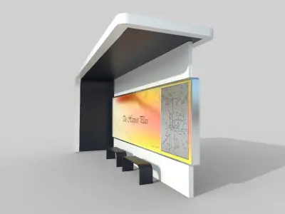 Bus Shelter 05 Low-poly 3D model