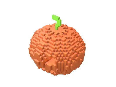 Voxel Halloween Pumpkin v2 004 Low-poly 3D model