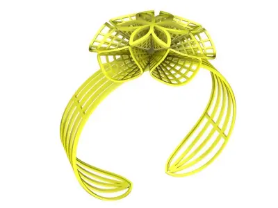 Floral Wire Cuff Ring 3D Jewelry Model 6407 3D print model