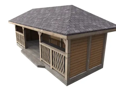 covered terrace Low-poly 3D model