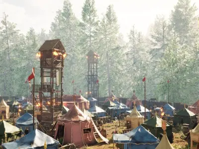 Medieval War Camp Low-poly 3D model