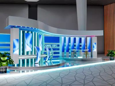 Blender Exhibition Stand Optimized 3D Model for Events Shows 3D model