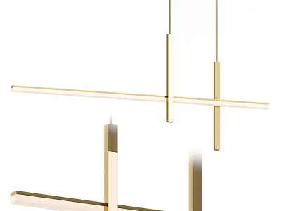 Modern Minimalist Long Line LED Chandelier Low-poly 3D model