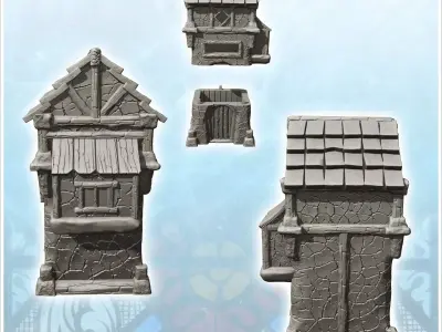 Tower with dried mud walls and side oriel 10 - Medieval Gothic F 3D print model