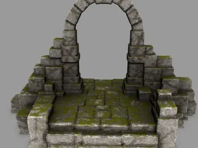 gate 8 stone archway with moss Low-poly 3D model