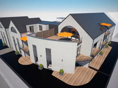 Residential corner building 3D model