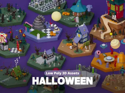 Low Poly Mystical Halloween Set Low-poly 3D model
