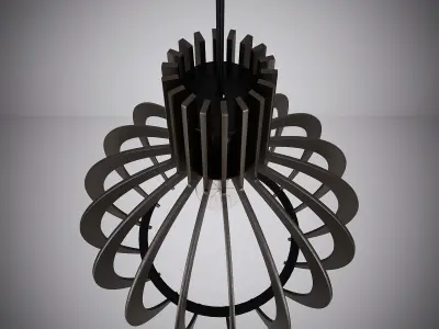 Lamp pendant light with wooden cage 3D model