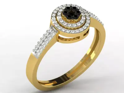 Light Weight Yellow Gold Diamond Ring DR-6855 3D print model