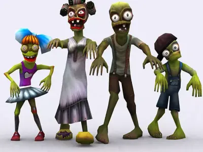 3DRT - Toonworld Zombie Family Low-poly 3D model