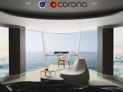 Yacht interior - bedroom 3D model