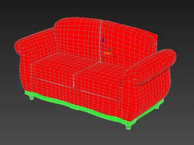 Dirty sofa Low-poly 3D model