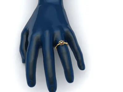 AR-LRZ-0012 gold flower ring with diamond 3D print model
