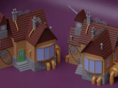 Steampunk house Free low-poly 3D model