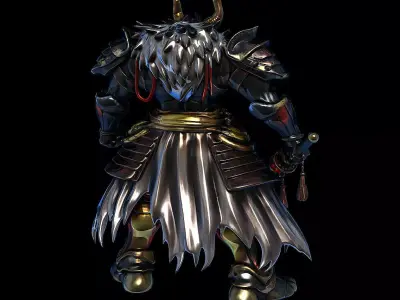 Cyber Oni Samurai Futuristic Demon Warrior with Katana Game 3D print model