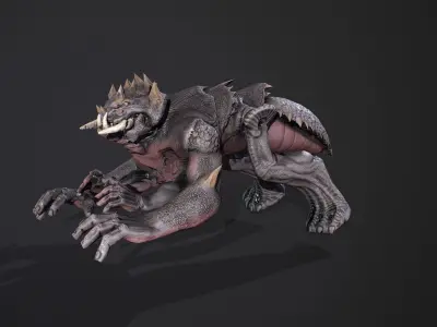 monster demon with claws Low-poly 3D model